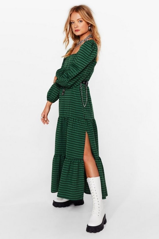 tiered maxi smock dress in gingham check | NastyGal (US & CA)