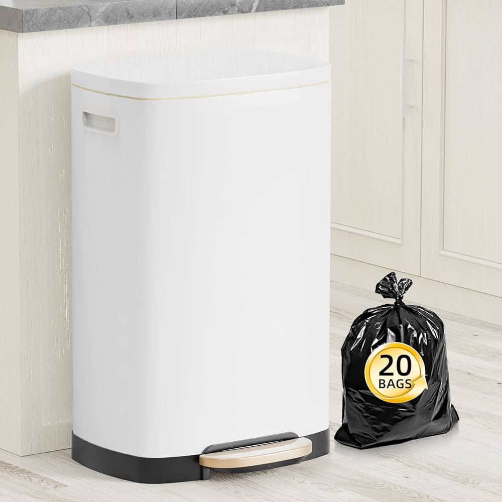 13 Gallon Trash Can with Lid, 50L Fingerprint Proof Stainless Steel Kitchen Trash Can with Remova... | Amazon (US)