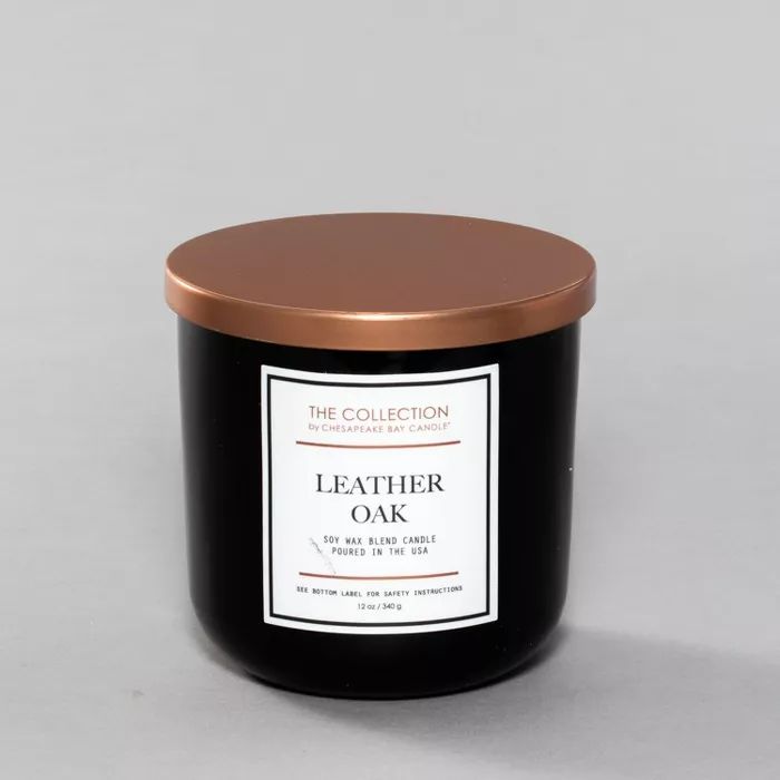 13oz Glass Jar 2-Wick Candle Leather Oak - The Collection by Chesapeake Bay Candle | Target