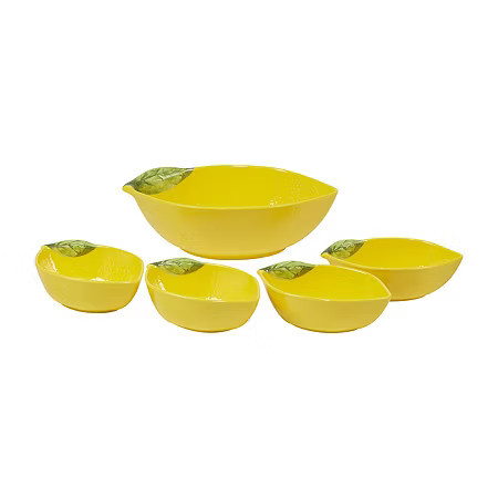 Certified International 3-D Lemon Bowl 5-pc. Serving Set, One Size, Yellow | JCPenney