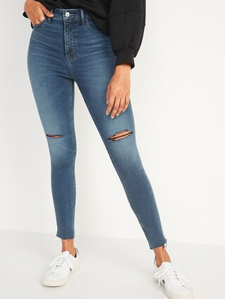 Extra High-Waisted Rockstar 360° Stretch Super Skinny Ripped Ankle Jeans for Women | Old Navy (US)
