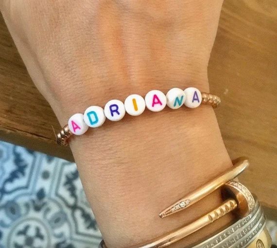 Mother’s Day Gift 14K Gold Filled Personalized Name Bracelet Rainbow Colorful Custom Name, Momm... | Etsy (US)