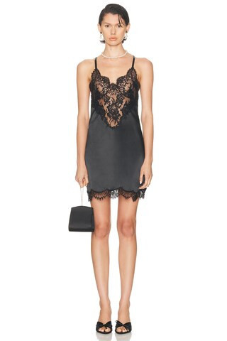 Dolce & Gabbana Lace Slip Mini Dress in Black - Black. Size 5 (also in ). | FWRD 