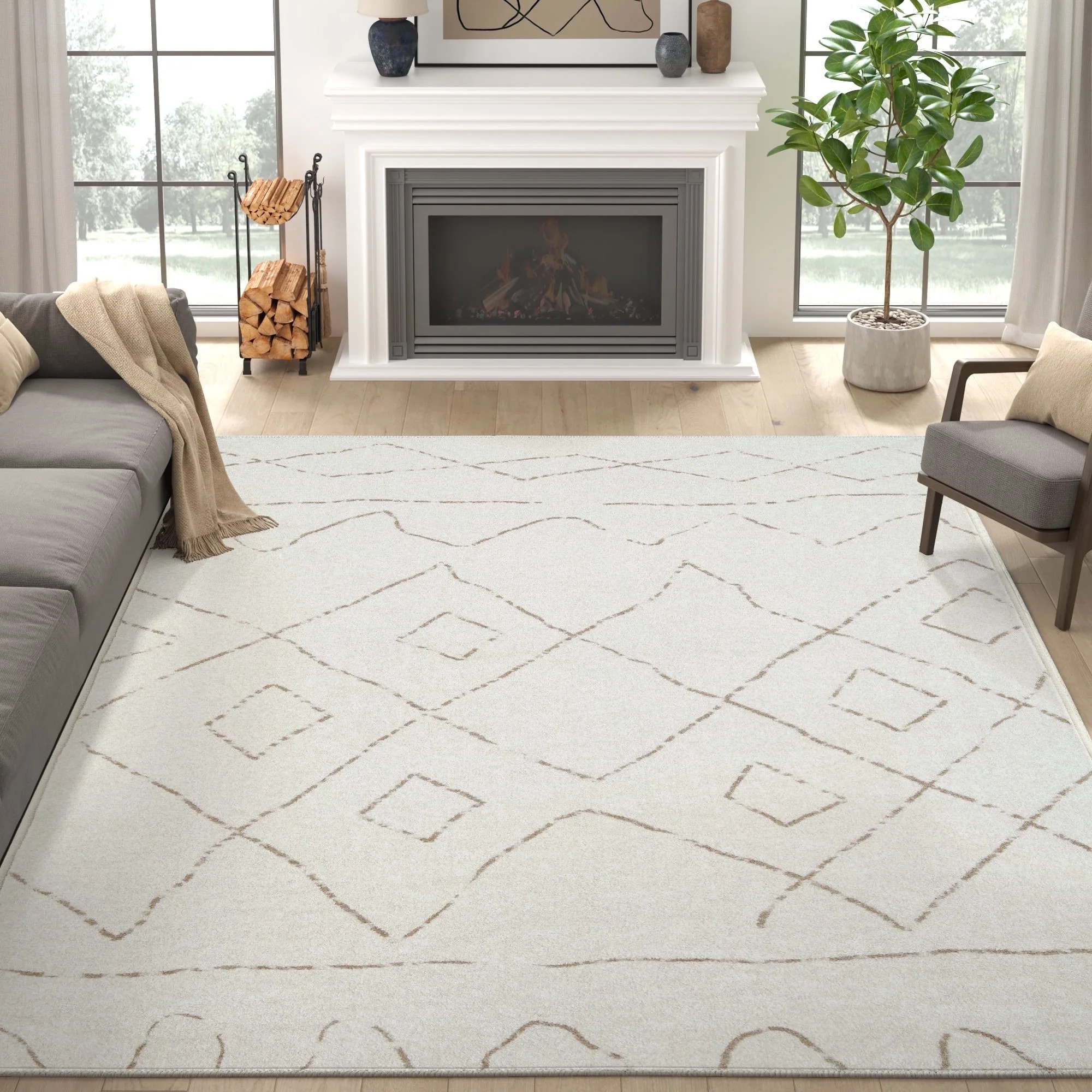 RUGKING 8x10 Area Rug Living Room Bedroom Large Washable Rug Boho Carpet Non Slip Taupe Mat for D... | Walmart (US)