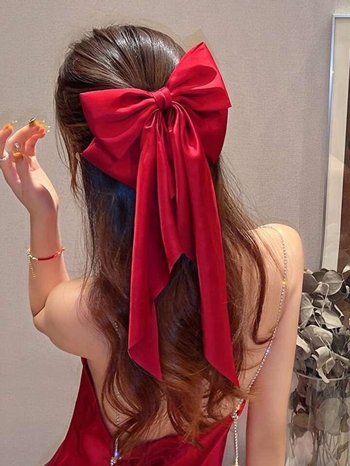 1pc Fashionable And Versatile Satin Oversized Bowknot Hair Clip For Women, High-grade And Elegant... | SHEIN