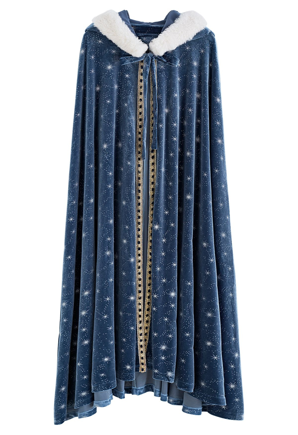 Sparkling Stars Self-Tie Velvet Hooded Cloak | Chicwish