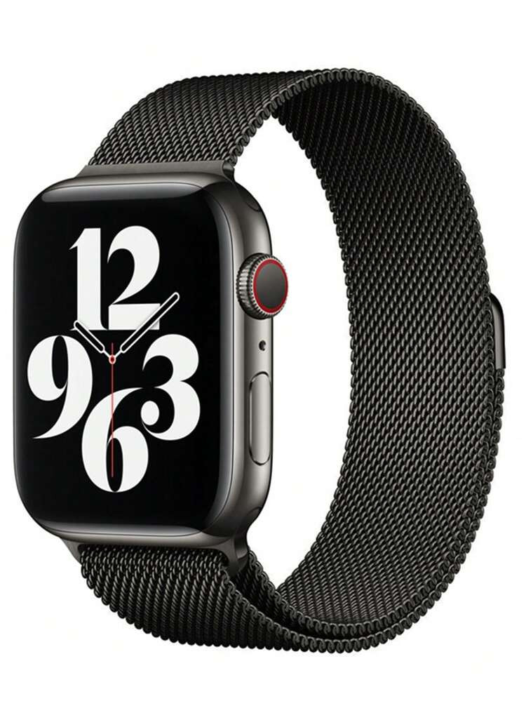 1pc Women Men Fashion Black Zinc Alloy Mesh Strap 38/40/41/42/44/45/49mm, Compatible With Apple W... | SHEIN