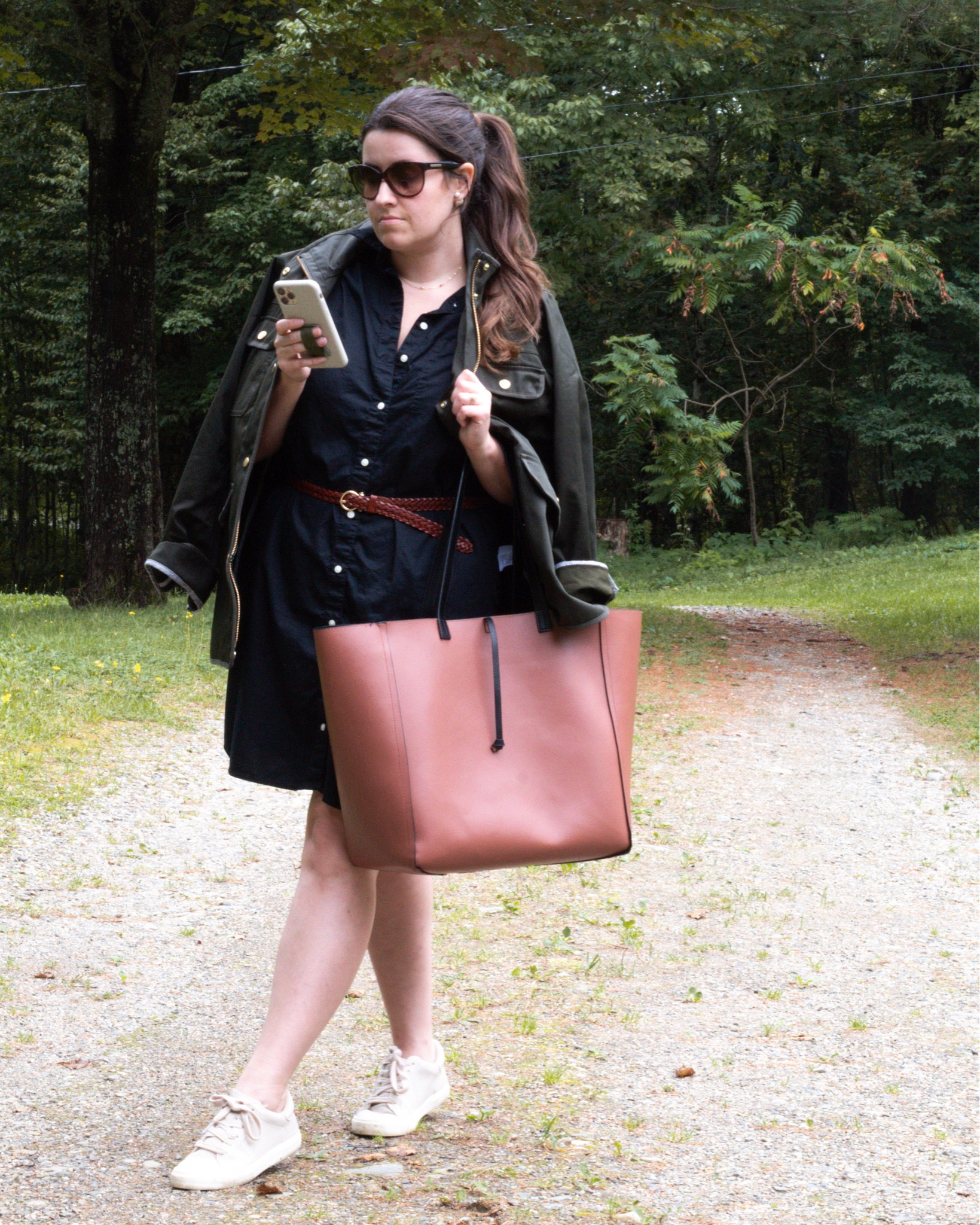 Fall shirt dress. Black dress for fall. Green jacket. Early fall looks. Fall outfits. Classic fall outfit 

#LTKsalealert #LTKfindsunder100 #LTKstyletip