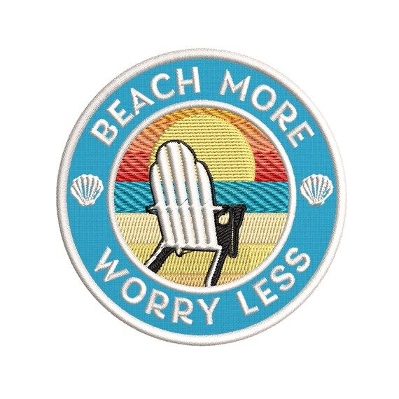 Beach More, Worry Less Embroidered DIY Iron on/Sew-on Decorative Patch Beach Ocean Appliques~Expl... | Etsy (US)