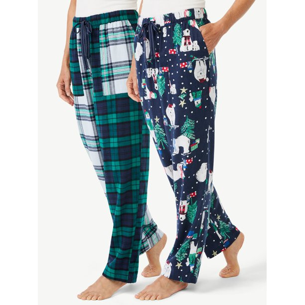 Joyspun Women's and Women's Plus Flannel Long Leg Lounge Pants, 2-Pack, Sizes up to 3X - Walmart.... | Walmart (US)