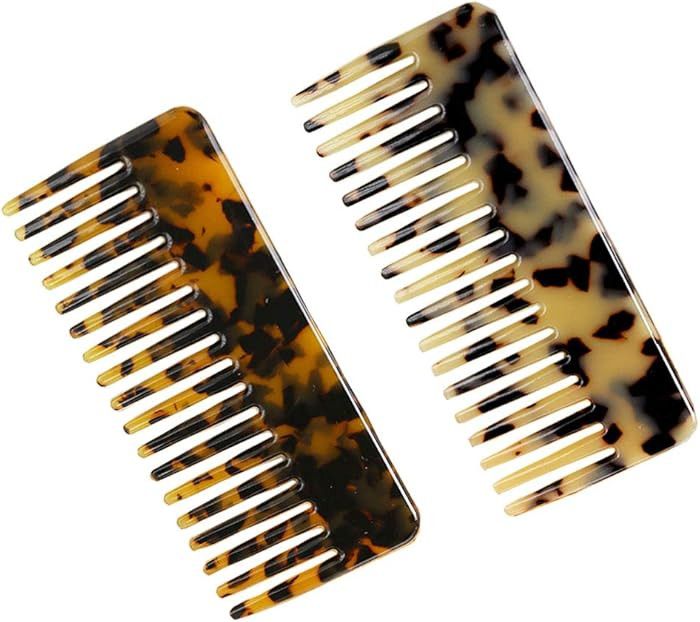 2-Pack Large Hair Detangling Comb, French Hair Comb Wide Teeth Pocket Comb for Thick Curly Wavy H... | Amazon (US)