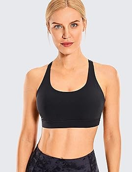 CRZ YOGA Women's Strappy Sports Bras Fitness Workout Padded Yoga Bra Criss Cross Back | Amazon (US)