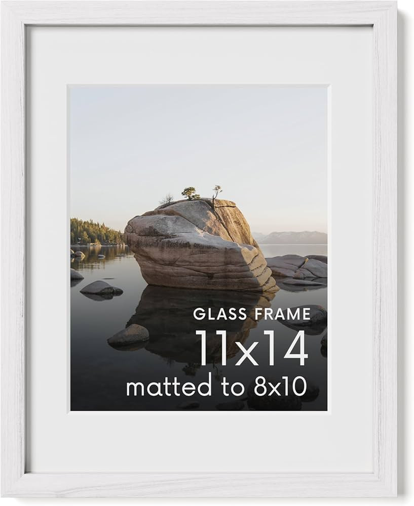 Haus and Hues 11x14 Picture Frame with Real Glass and White American Oak Matted to 8x10 - Oak 11x... | Amazon (US)