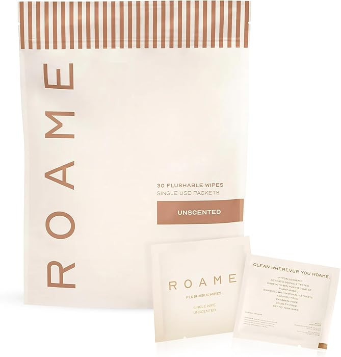 ROAME Flushable Wet Wipes After Toilet Use – Septic Safe & Toilet Flushable – Hypoallergenic,... | Amazon (US)