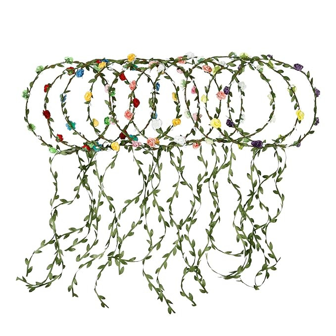 WOVOWOVO 10 Packs Flower Crown for Women, Bohemian Floral Girl Headpieces, Flower Headbands Hair ... | Amazon (US)