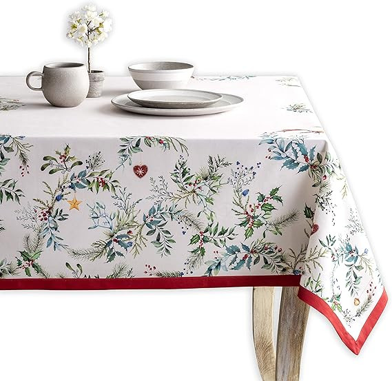 Maison d' Hermine Holly Time 100% Cotton Tablecloth Kitchen Dining Table Cloth for Rectangle Tabl... | Amazon (US)