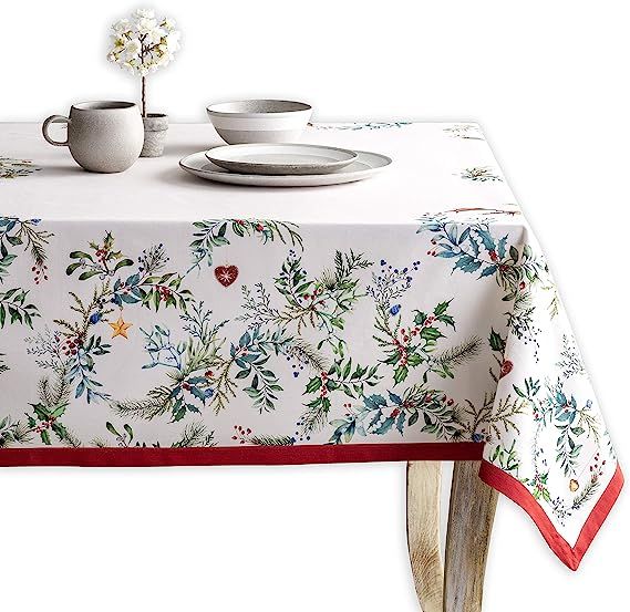 Maison d' Hermine Holly Time 100% Cotton Tablecloth Kitchen Dining Table Cloth for Rectangle Tabl... | Amazon (US)