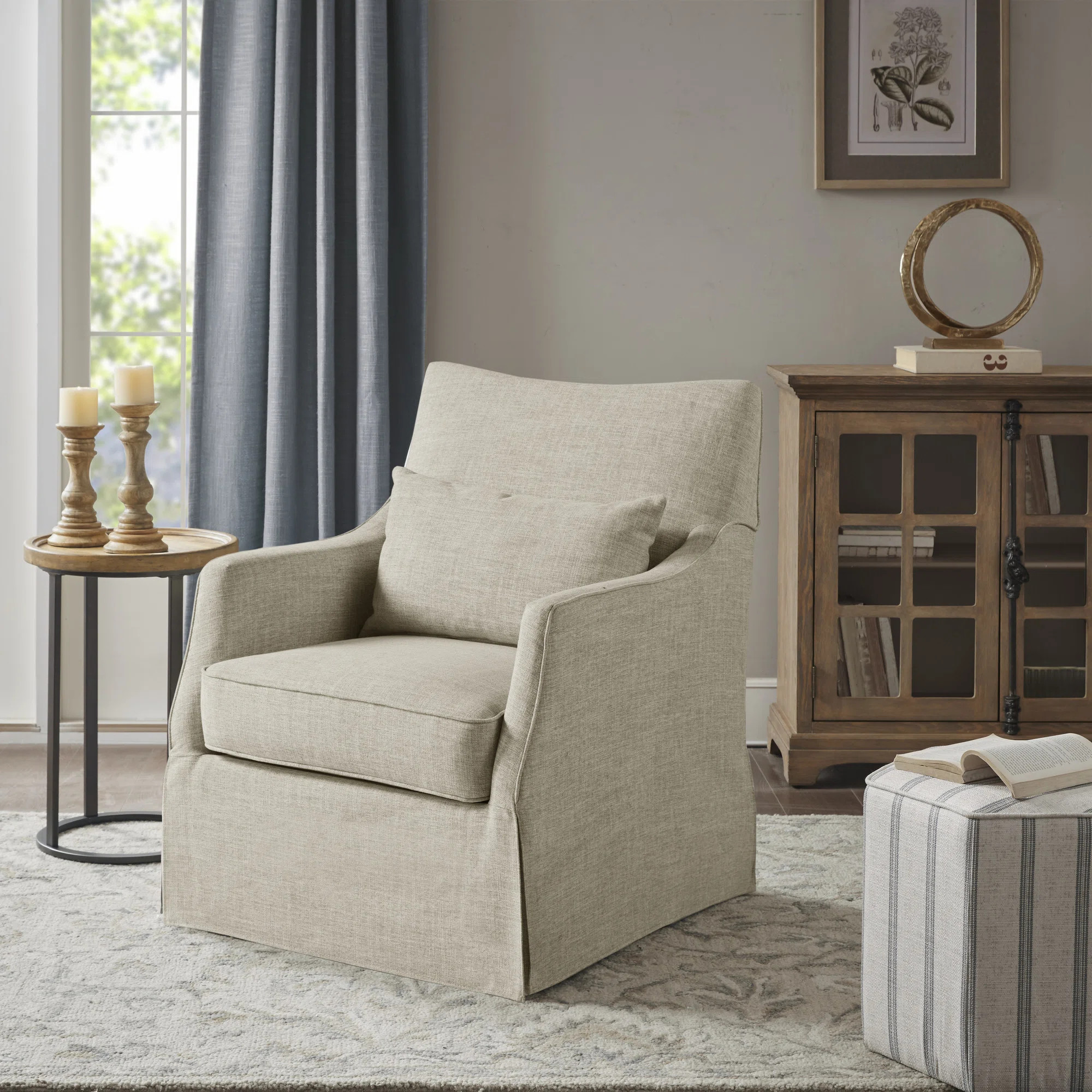 Martha Stewart London 360°Swivel Armchair with Lumbar Pillow | Wayfair North America