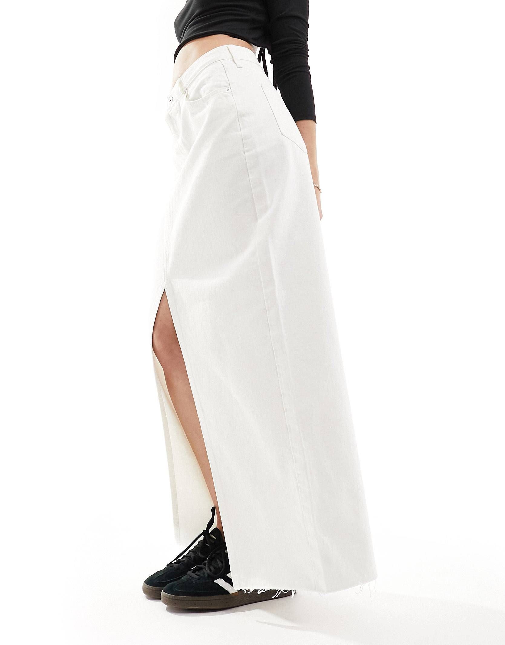 River Island split front maxi skirt in white | ASOS (Global)