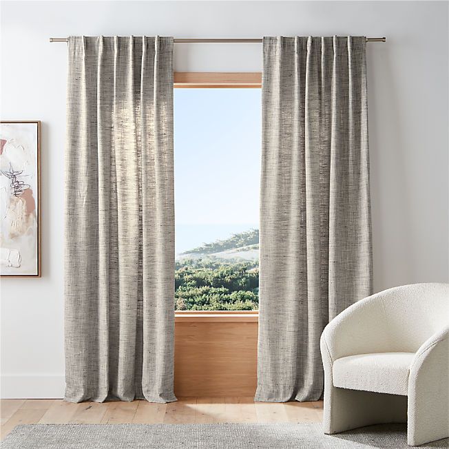Reid Pebble Grey Window Curtain Panel 52"x108" | Crate & Barrel