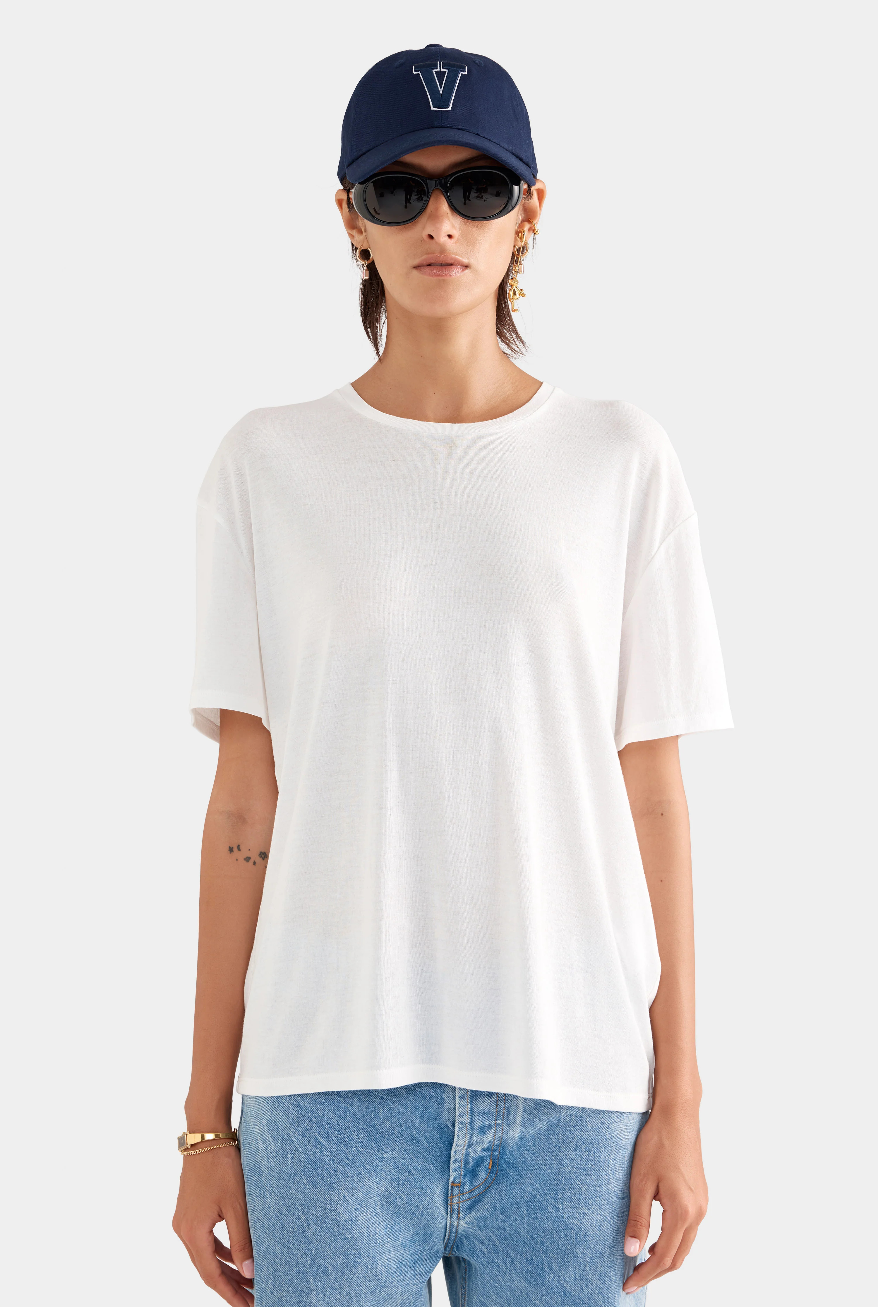 Womens Lightweight Cotton Tee in White | Venroy | Venroy AU