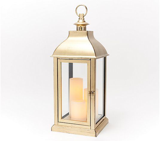 Candle Impressions 23" Large Indoor/ Outdoor Lantern with 3 Candles | QVC