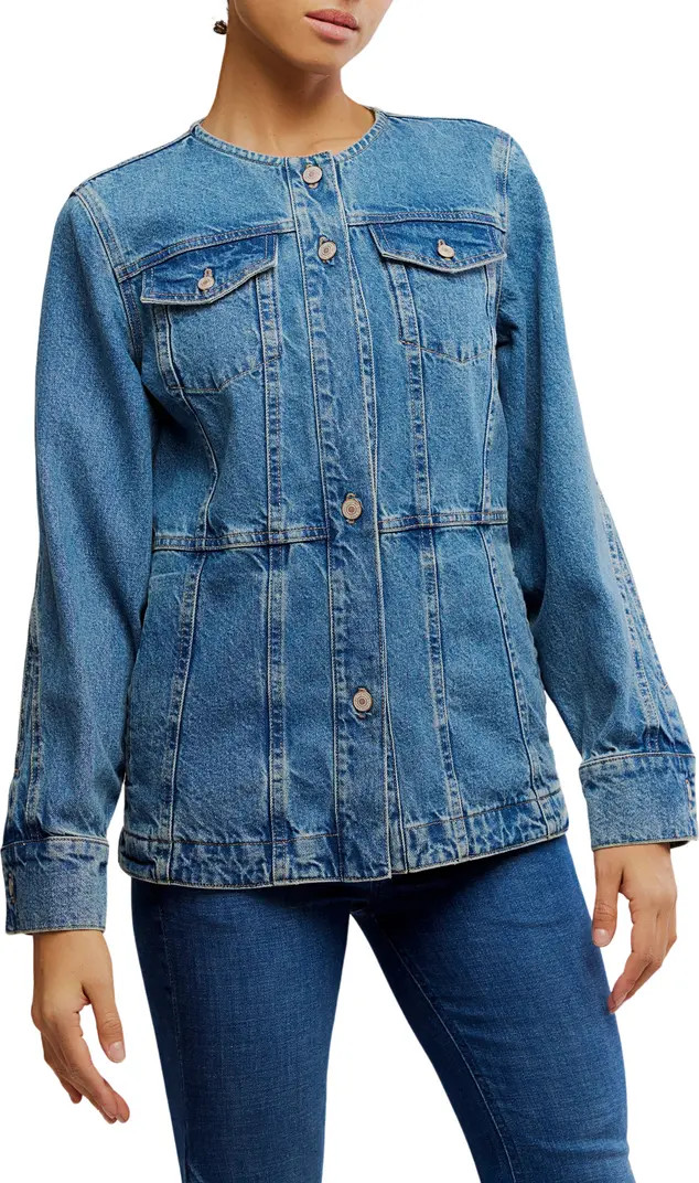 Free People Lula Collarless Denim Jacket | Nordstrom | Nordstrom