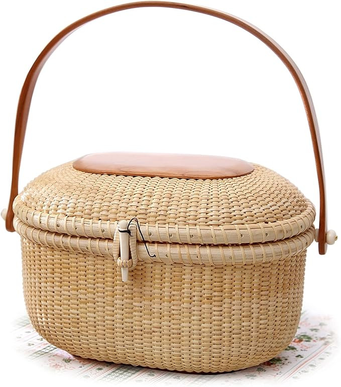 Cane-on-cane weave 10" Oval Purse hardwood Natural Chic Hand Handwoven tote-handbags | Amazon (US)