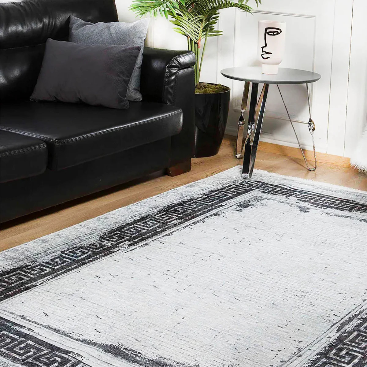 Bellamy Geometric Greek Key Border Abstract Rug | Fame Rugs