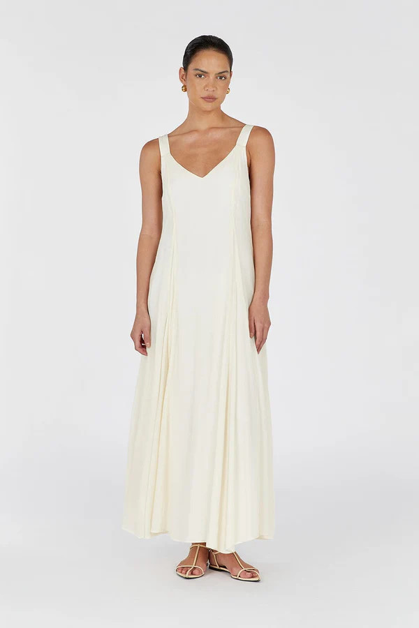 EMILY BUTTERMILK V-NECK MAXI DRESS | DISSH