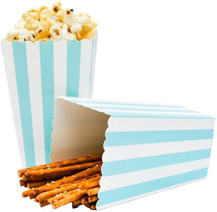 24pcs Striped Paper Popcorn Boxes for Party Favor Supplies (Blue) | Amazon (US)