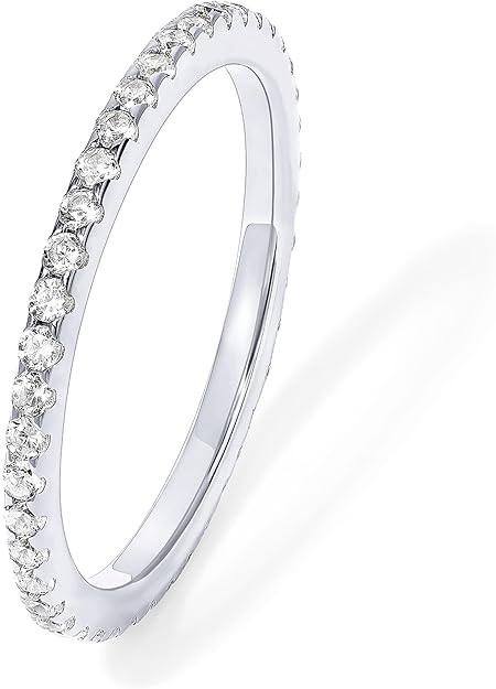 PAVOI 14K Gold Plated Solid 925 Sterling Silver CZ Simulated Diamond Stackable Ring Eternity Band... | Amazon (US)