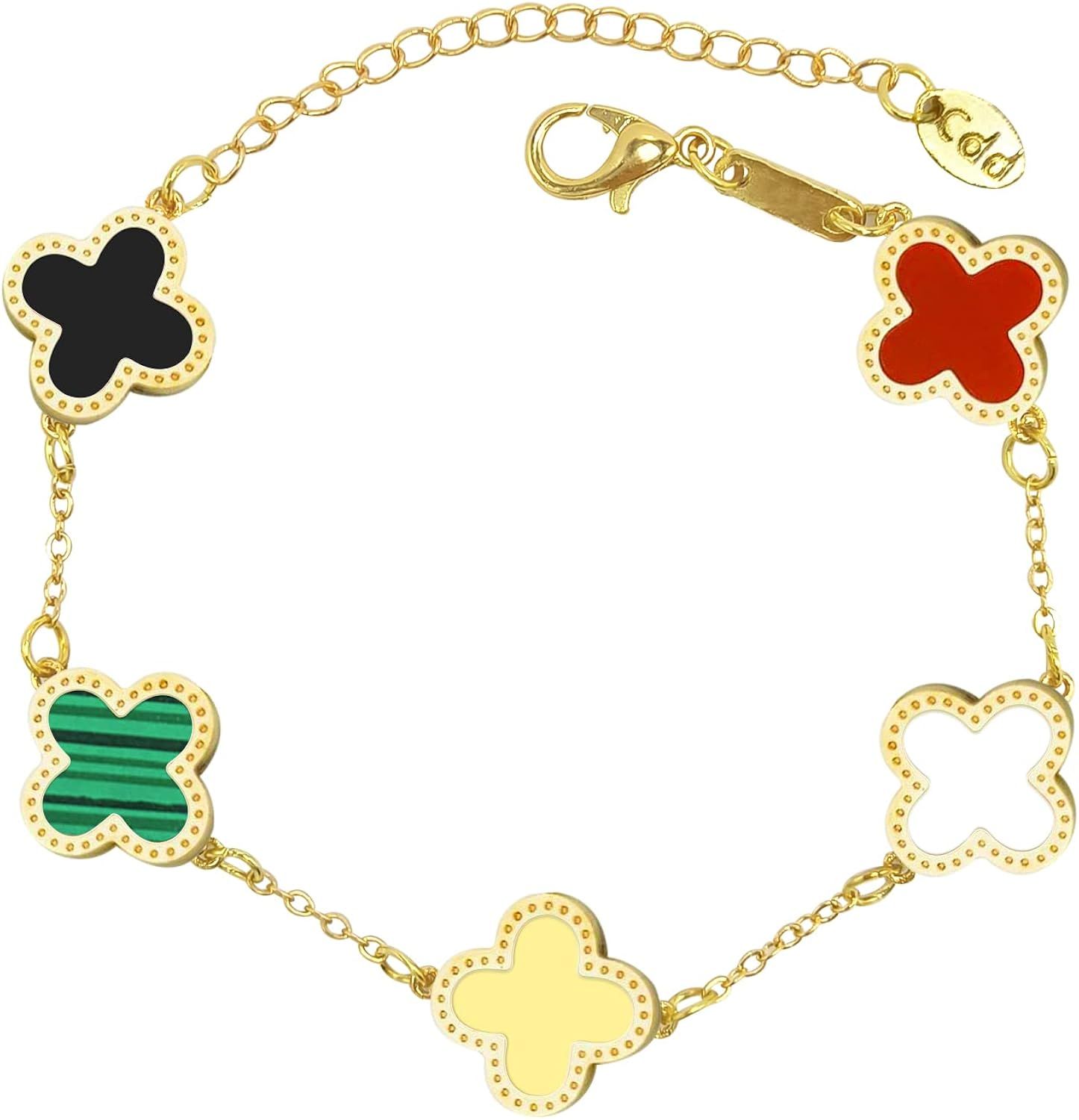 Four Leaf Clover Bracelets Lucky Clover Bracelets for Women Girls Birthday、Valentine's day gift... | Amazon (US)