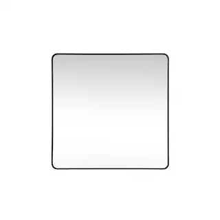 Timeless Home 48 in. W x 48 in. H modern Soft Corner Metal Square Black Mirror | The Home Depot