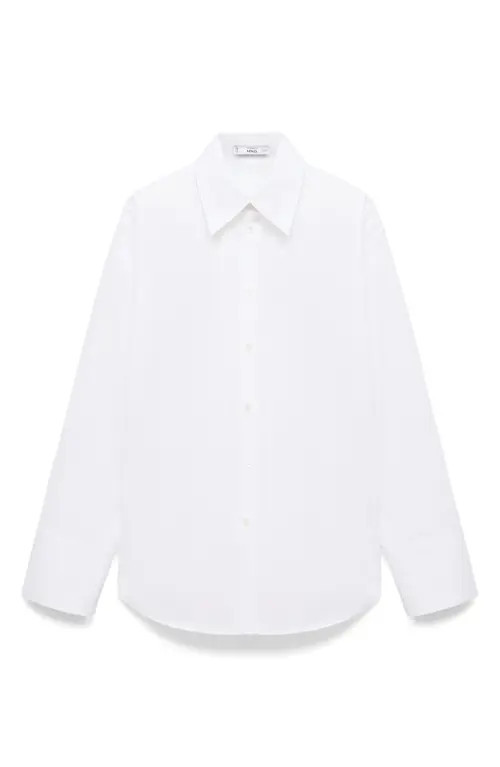 MANGO Selection Oversize Organic Cotton Poplin Button-Up Shirt in White at Nordstrom, Size 8 | Nordstrom
