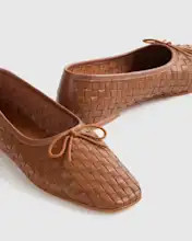 Italian Leather Handwoven Square Toe Ballet Flat | Quince