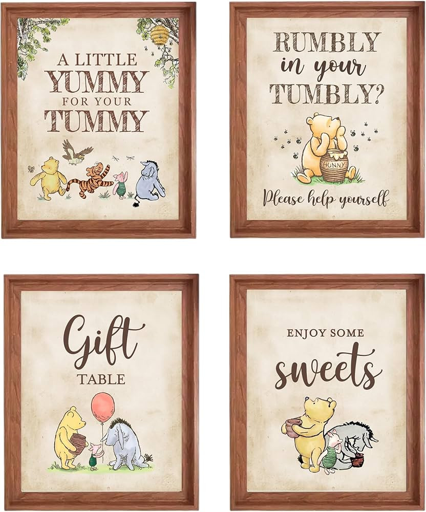 4PCS Winnie Table Sign Centerpieces A Little Yummy for Your Tummy for Baby Shower Decorations Poo... | Amazon (US)