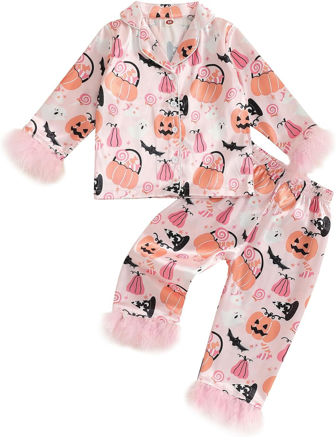 Hekkomird Girls Halloween Pajamas Button Up Shirt Pants Sleepwear | Amazon (US)
