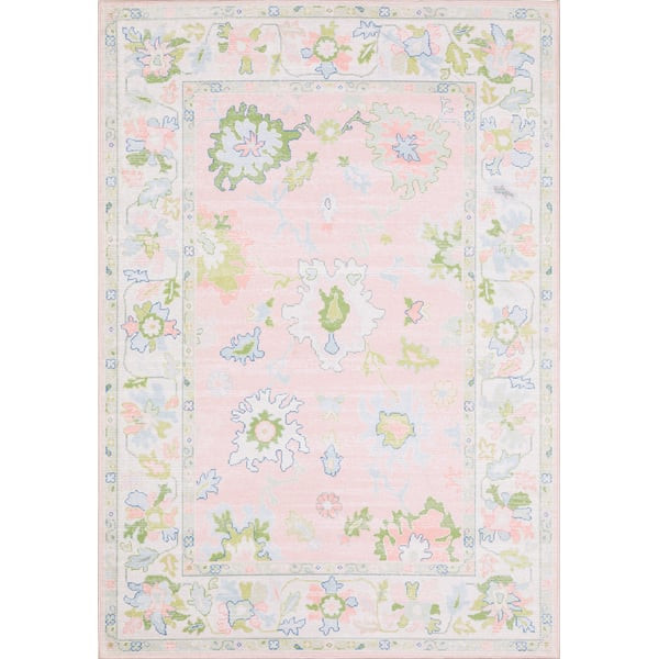 Addison ADD04 Pink/Green Printed Area Rug | Rugs Direct