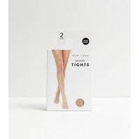 2 Pack Light Brown Glossy Tights New Look | New Look (UK)