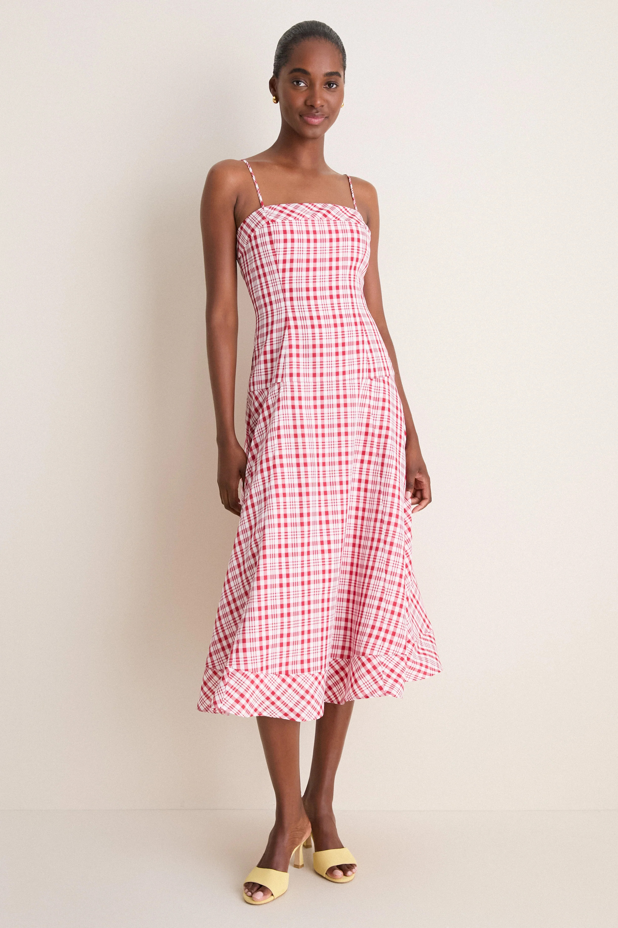 Red Plaid Drop Me a Note Midi Dress | Tuckernuck (US)