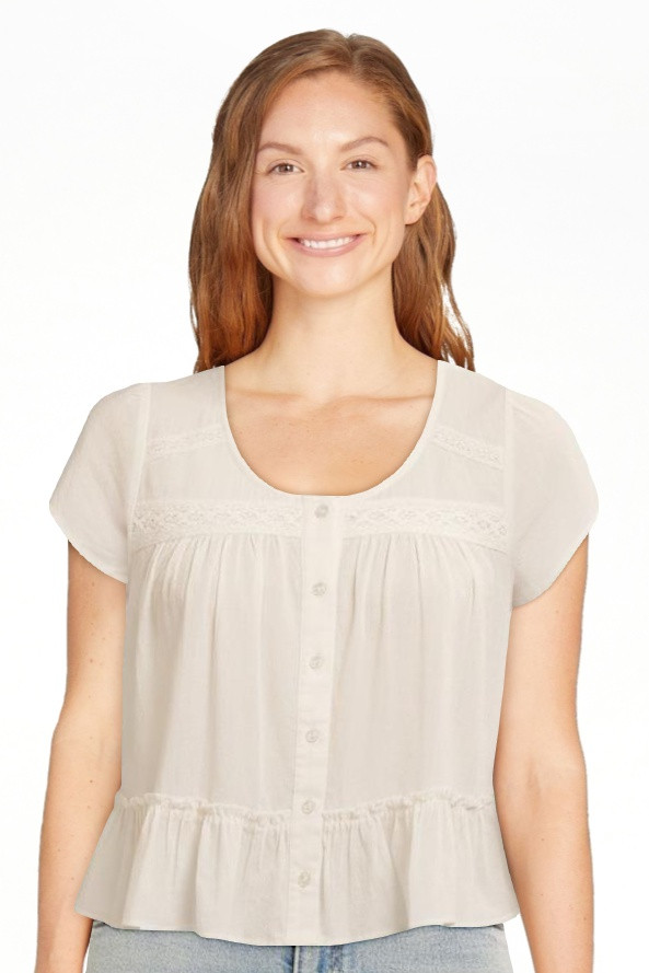 Jessica Simpson Women's Kamiya Cotton Peplum Hem Blouse, Sizes XS-XL | Walmart (US)