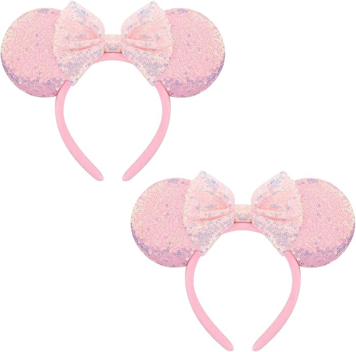 Mouse Ears Headbands with Bow Minnie Ears Cosplay Costume Hair Accessories for Women Birthday Par... | Amazon (US)
