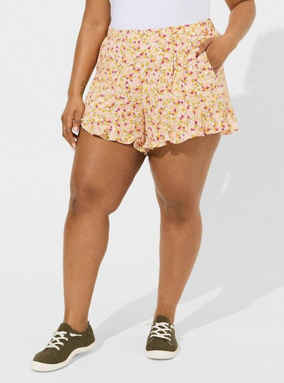 5 Inch Pull On Washable Gauze Ruffle Shorts | Torrid (US & Canada)