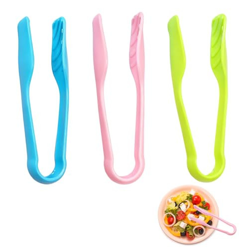 YAFIYGI 3Pcs Tongs for Kids Mini Colored Plastic Cooking Tongs and Tweezers for Toddler Fine Motor Skills Small Kid Tong for Serving Appetizers Baking Salad Grilling and Kitchen Use(5.7 Inch) | Amazon (US)
