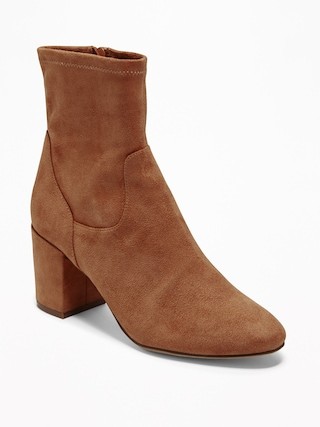 Faux-Suede Slim-Calf Block-Heel Boots | Old Navy US