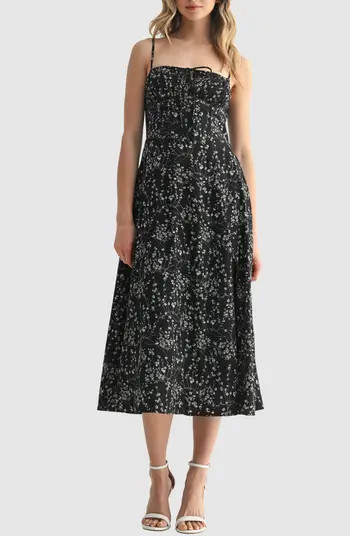 All in Favor Floral Sundress in Ivory Blue at Nordstrom, Size Large | Nordstrom