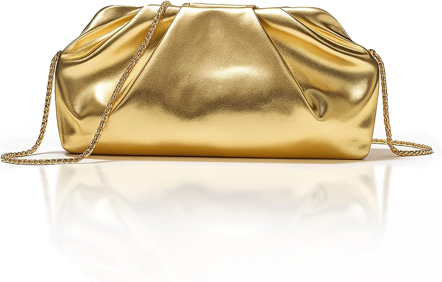 Clutch Bag for Women, PU Leather Pleated Evening Shoulder Crossbody Purse for Wedding Party Dinne... | Amazon (UK)