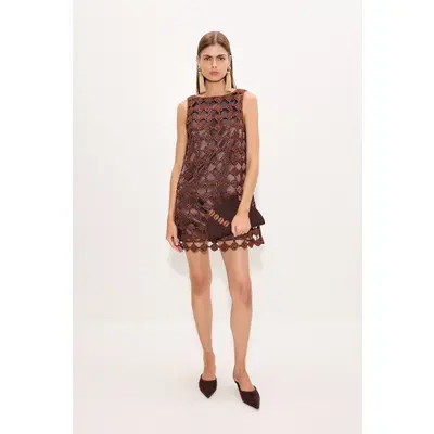 SIMONMILLER Sina Crochet Mini Dress in Moss/satellite Silver at Nordstrom, Size X-Small | Nordstrom