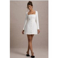 Andie | White Tailored Square-Neck Mini Dress | Club L London